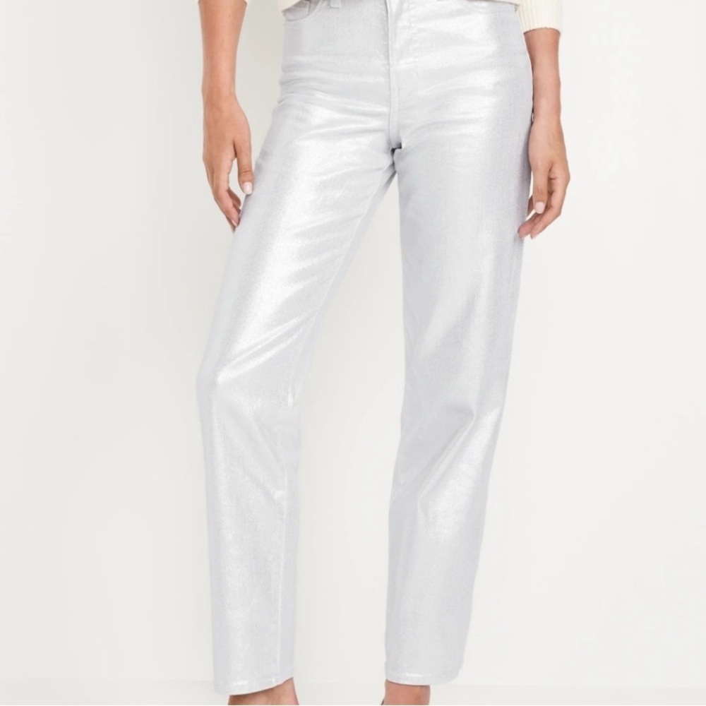 🛸🛸🛸BOGOHO 🛸🛸🛸Old Navy Women's Silver Metallic Jeans-12